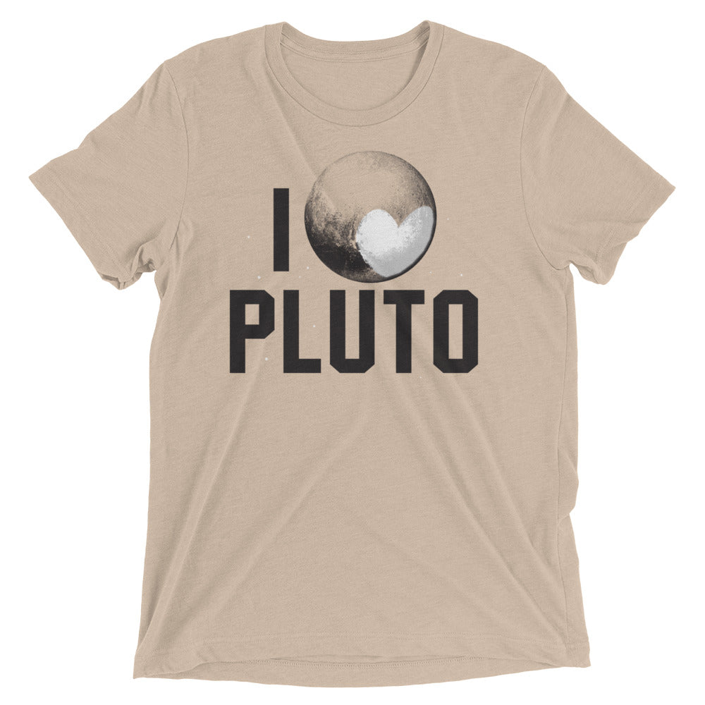 I Heart Pluto Men's Tri-Blend Tee Hoodie, Sweatshirt | PureTeeCo.com (Image 4)