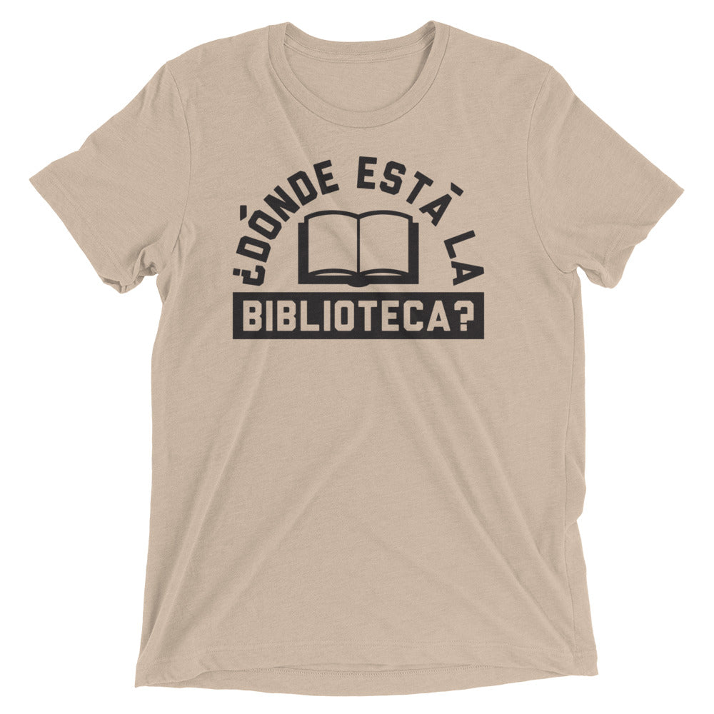 Donde Esta La Biblioteca? Men's Tri-Blend Tee Hoodie, Sweatshirt | PureTeeCo.com (Image 4)