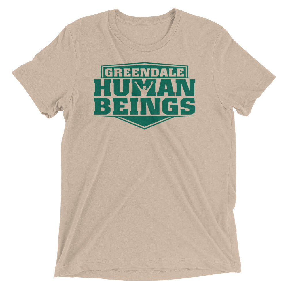 Greendale Human Beings Men's Tri-Blend Tee Hoodie, Sweatshirt | PureTeeCo.com (Image 3)