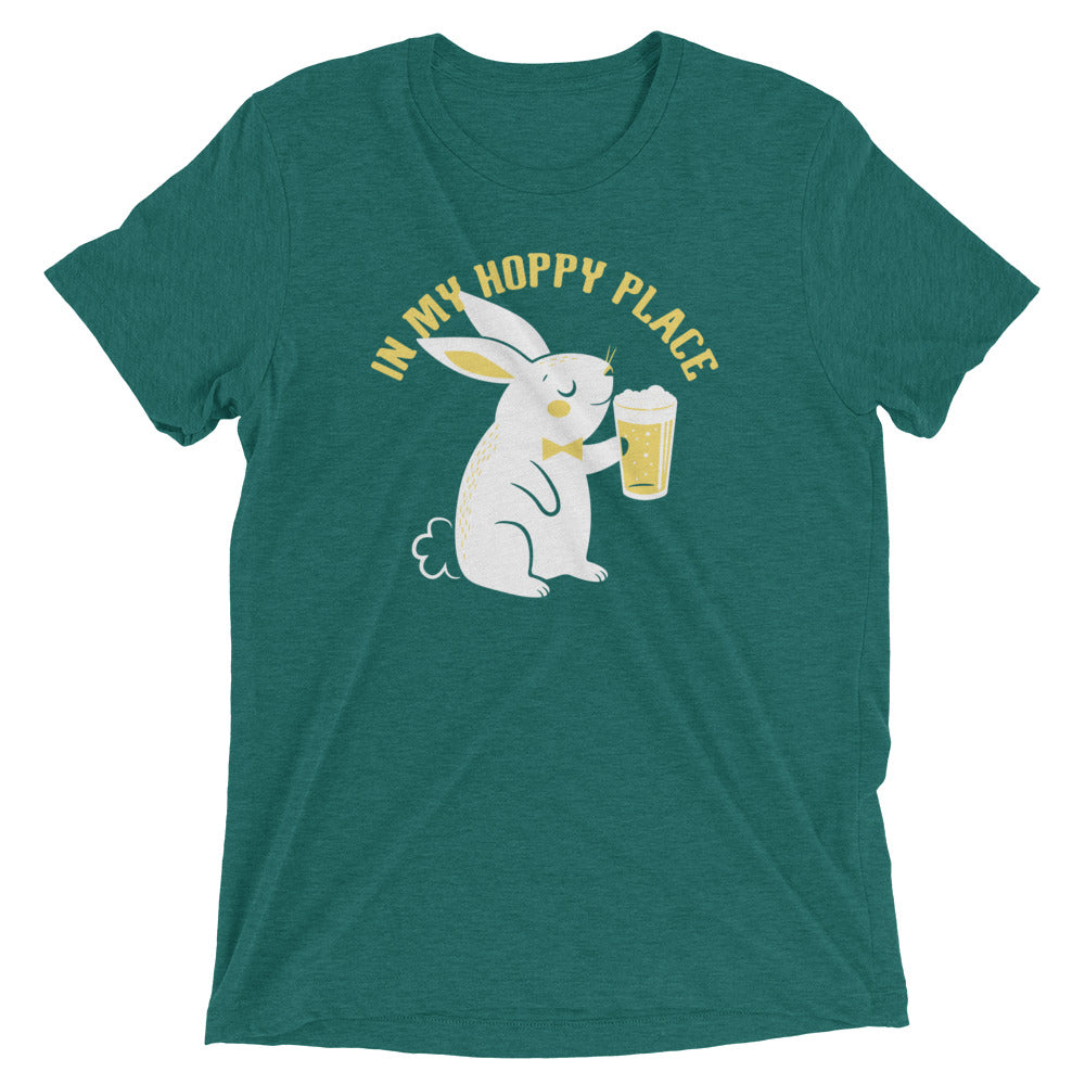 In My Hoppy Place Men's Tri-Blend Tee Hoodie, Sweatshirt | PureTeeCo.com (Image 1)