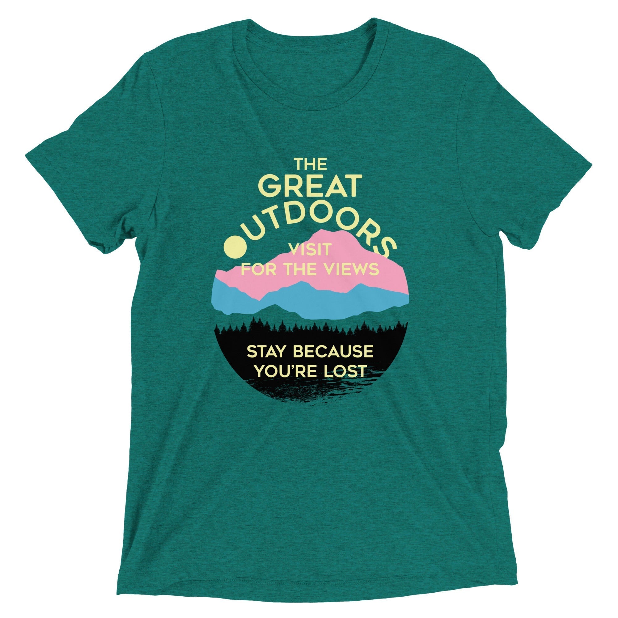 The Great Outdoors Men's Tri-Blend Tee Hoodie, Sweatshirt | PureTeeCo.com (Image 2)