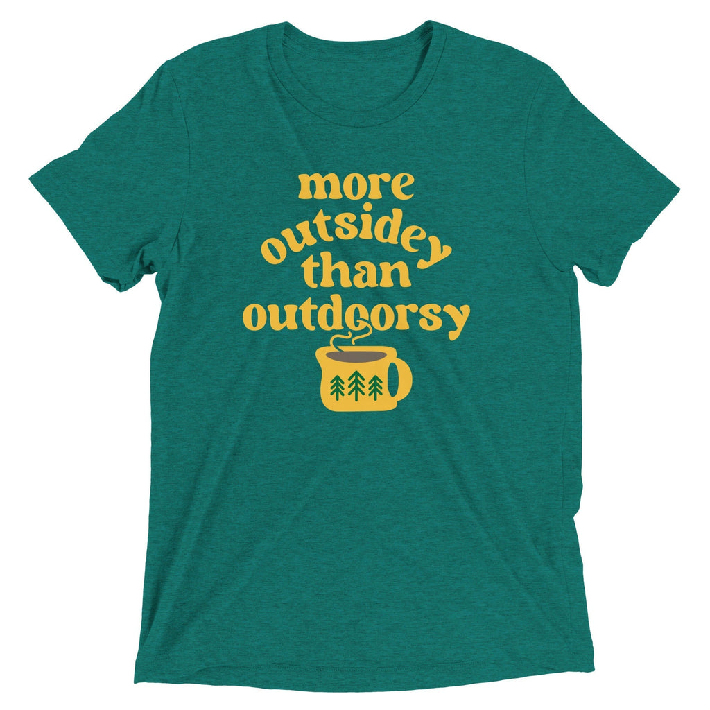 More Outsidey Than Outdoorsy Men's Tri-Blend Tee Hoodie, Sweatshirt | PureTeeCo.com (Image 4)