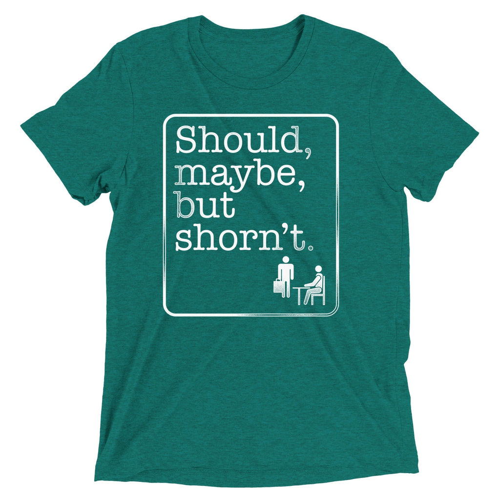 Should, Maybe, But Shorn't Men's Tri-Blend Tee Hoodie, Sweatshirt | PureTeeCo.com (Image 4)