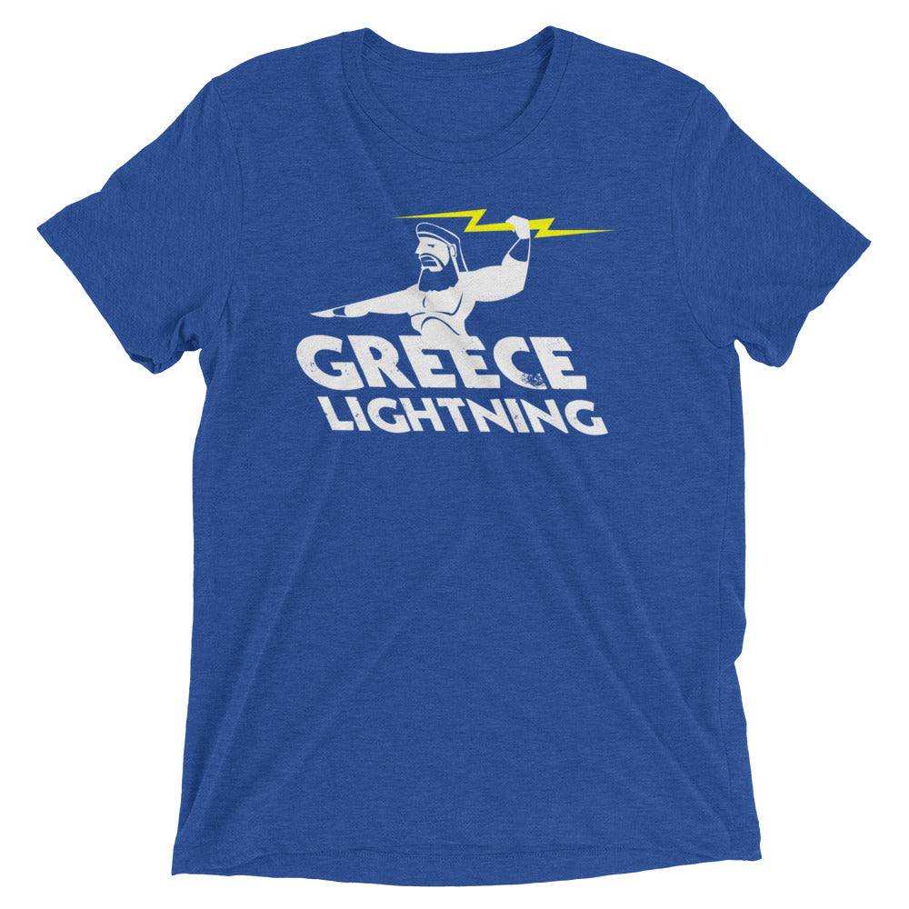 Greece Lightning Men's Tri-Blend Tee Hoodie, Sweatshirt | PureTeeCo.com (Image 1)