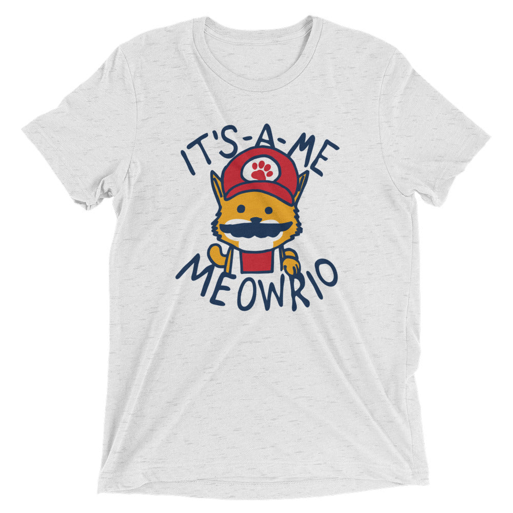 It's-a-me Meowrio Men's Tri-Blend Tee Hoodie, Sweatshirt | PureTeeCo.com (Image 2)