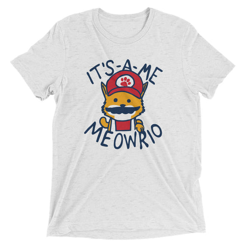 It's-a-me Meowrio Men's Tri-Blend Tee Hoodie, Sweatshirt | PureTeeCo.com (Image 2)