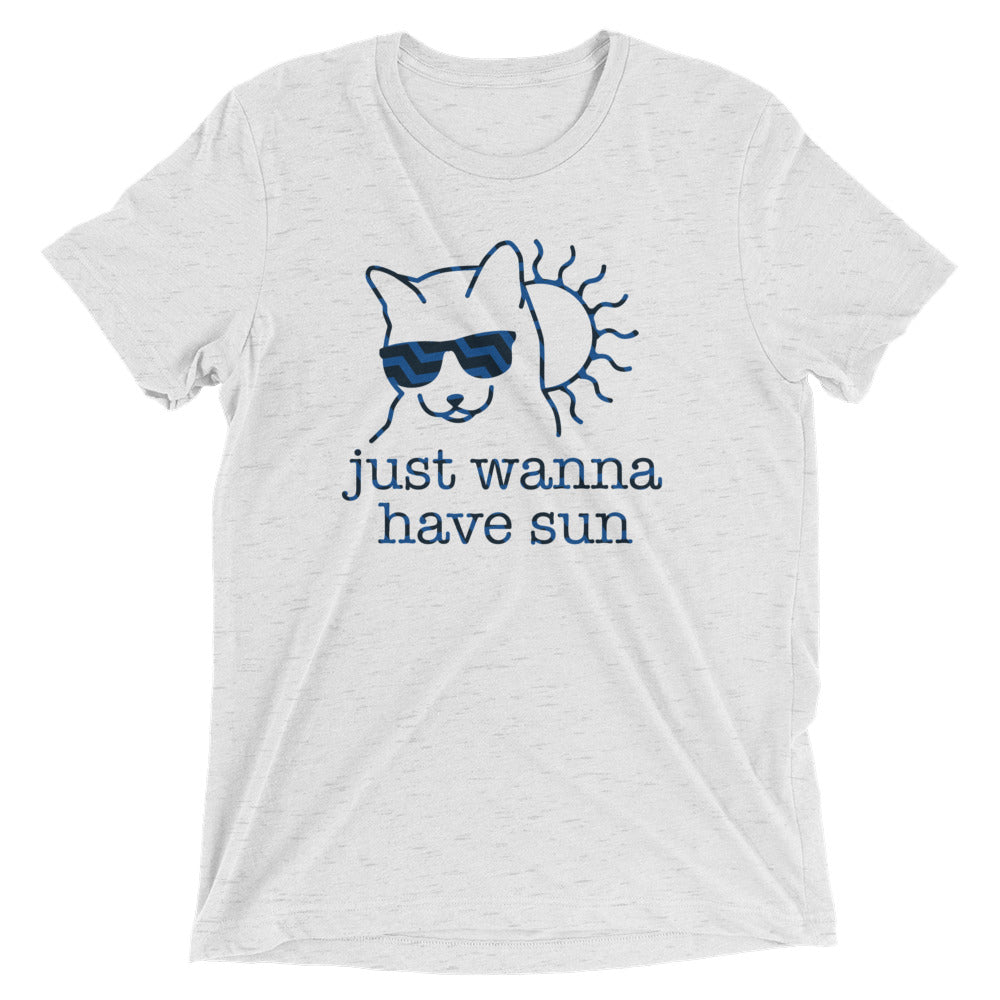 Just Wanna Have Sun Men's Tri-Blend Tee Hoodie, Sweatshirt | PureTeeCo.com (Image 3)