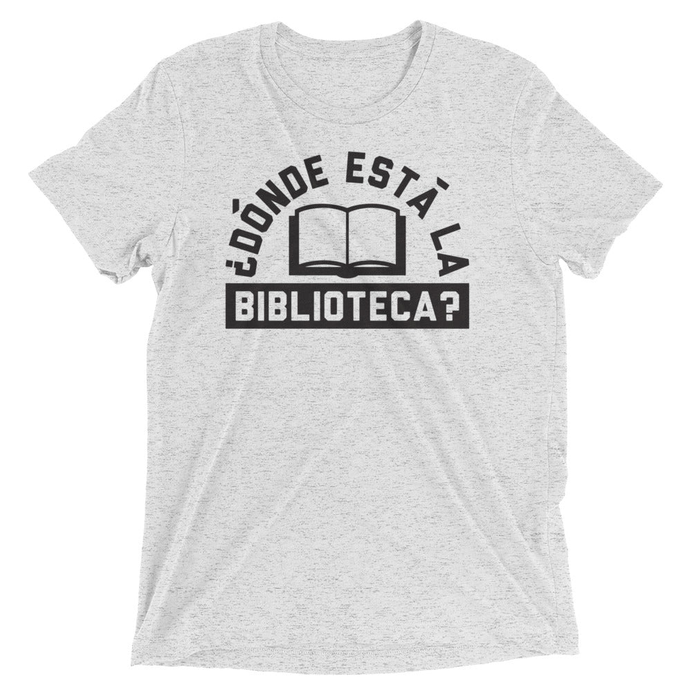 Donde Esta La Biblioteca? Men's Tri-Blend Tee Hoodie, Sweatshirt | PureTeeCo.com (Image 5)