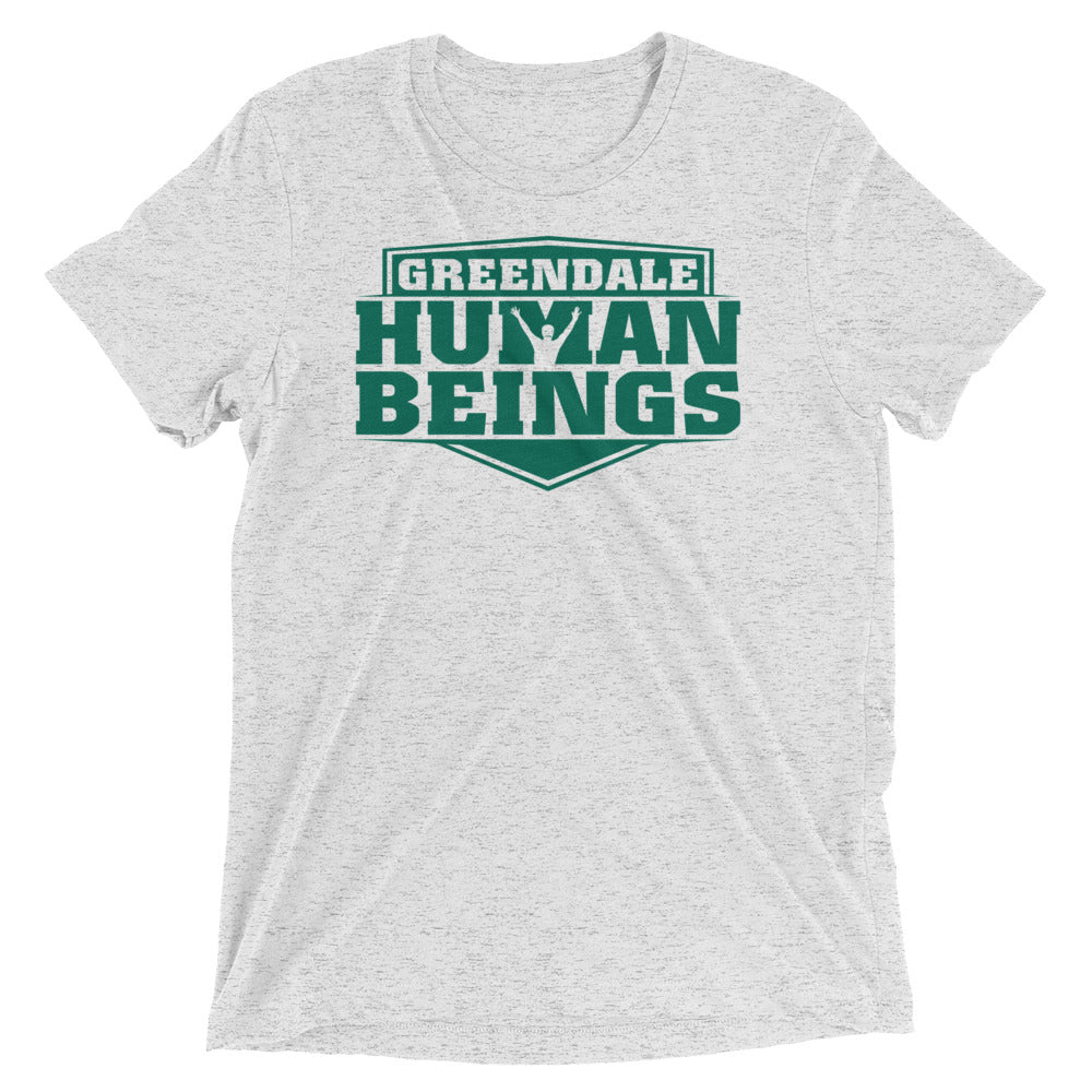 Greendale Human Beings Men's Tri-Blend Tee Hoodie, Sweatshirt | PureTeeCo.com (Image 4)