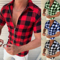 Men's Zipper Shirt Casual Shirts Short Sleeve Button Down Tops Blouse