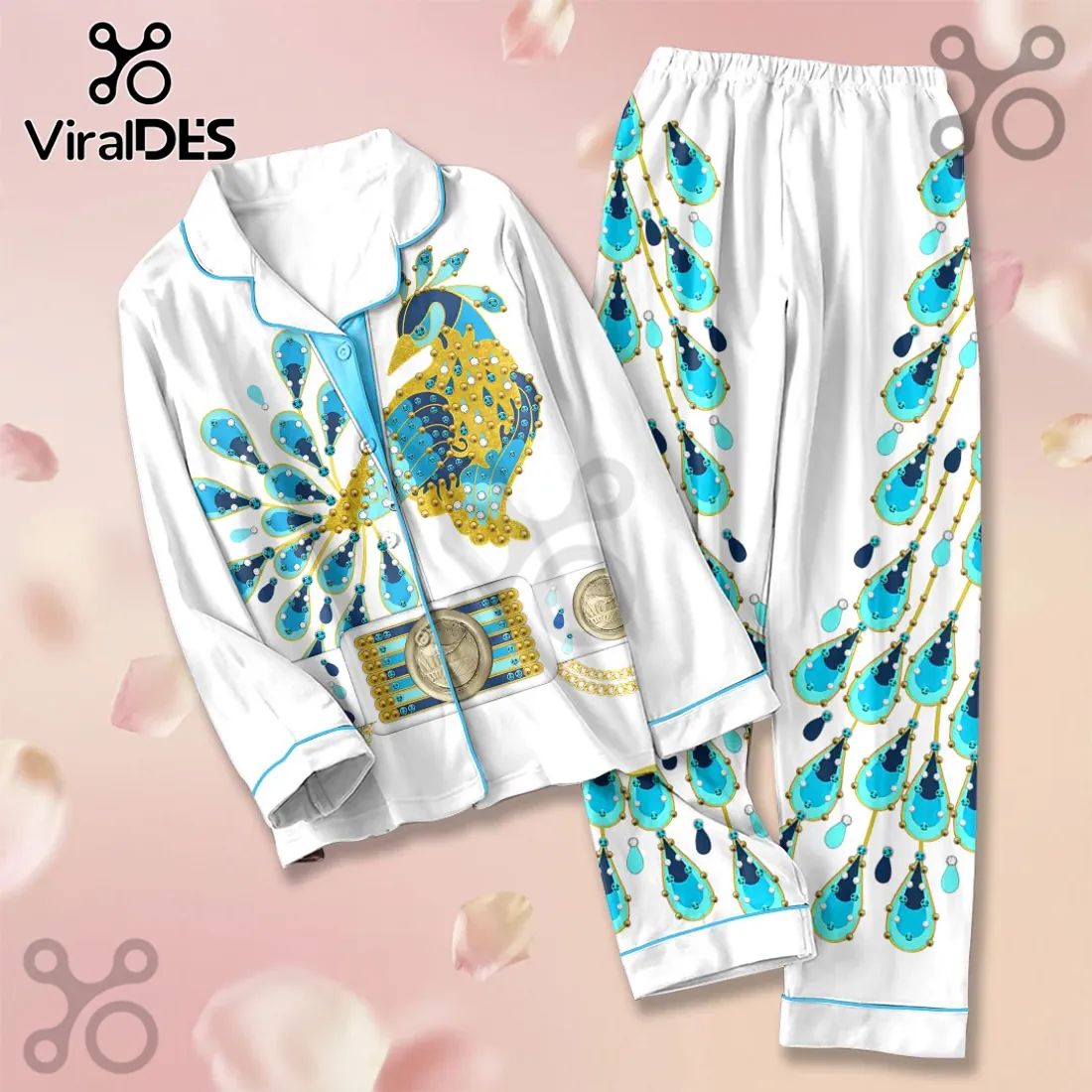 Elvis Presley Peacock Satin Pajama Set