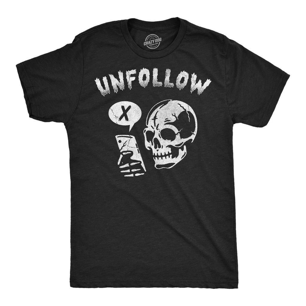 Mens Funny T Shirts Unfollow Sarcastic Social Media Graphic Novelty Tee for Men