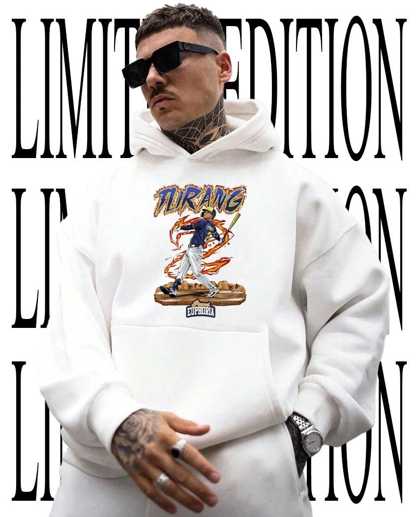 MLB Brice Turang 7 Milwaukee Brewers Baseball flame swing graphic tee
