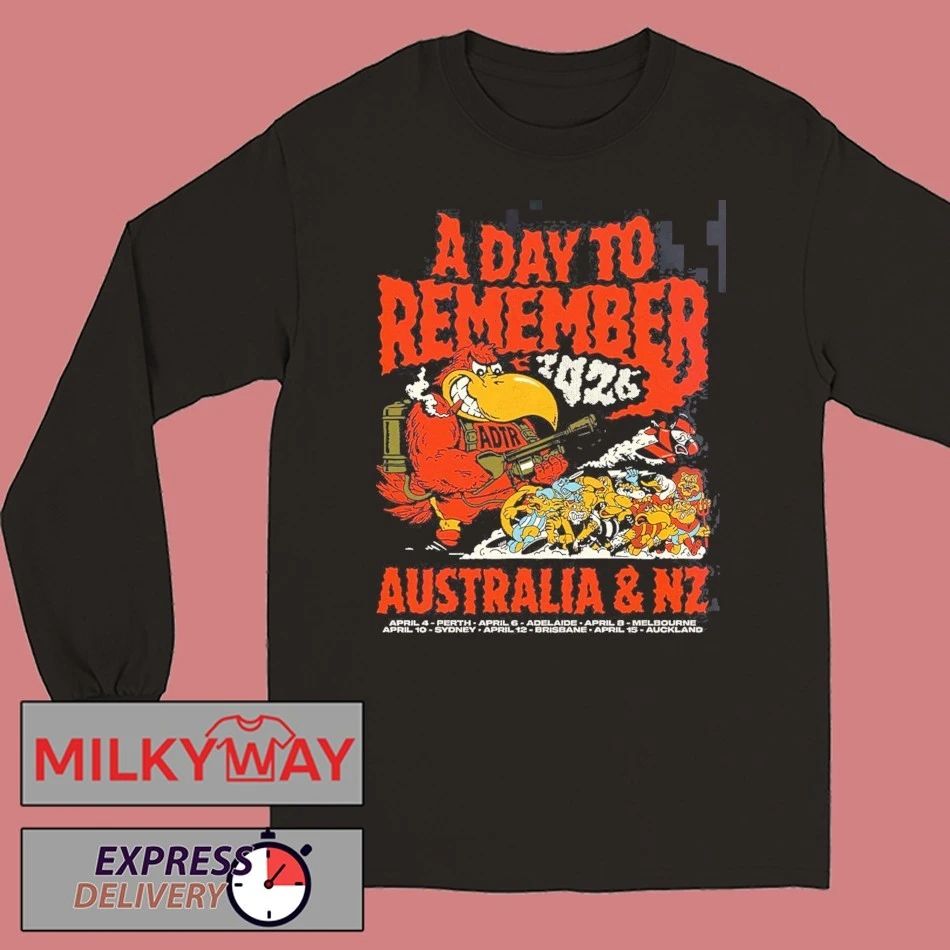 A Day To Remember 2026 Australia And New Zealand Tour Merch The Red Vulture Art With Dates T-Shirt