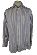 BURBERRYS White Long Sleeve Shirt Mens 100% Cotton Imported Fabric Striped