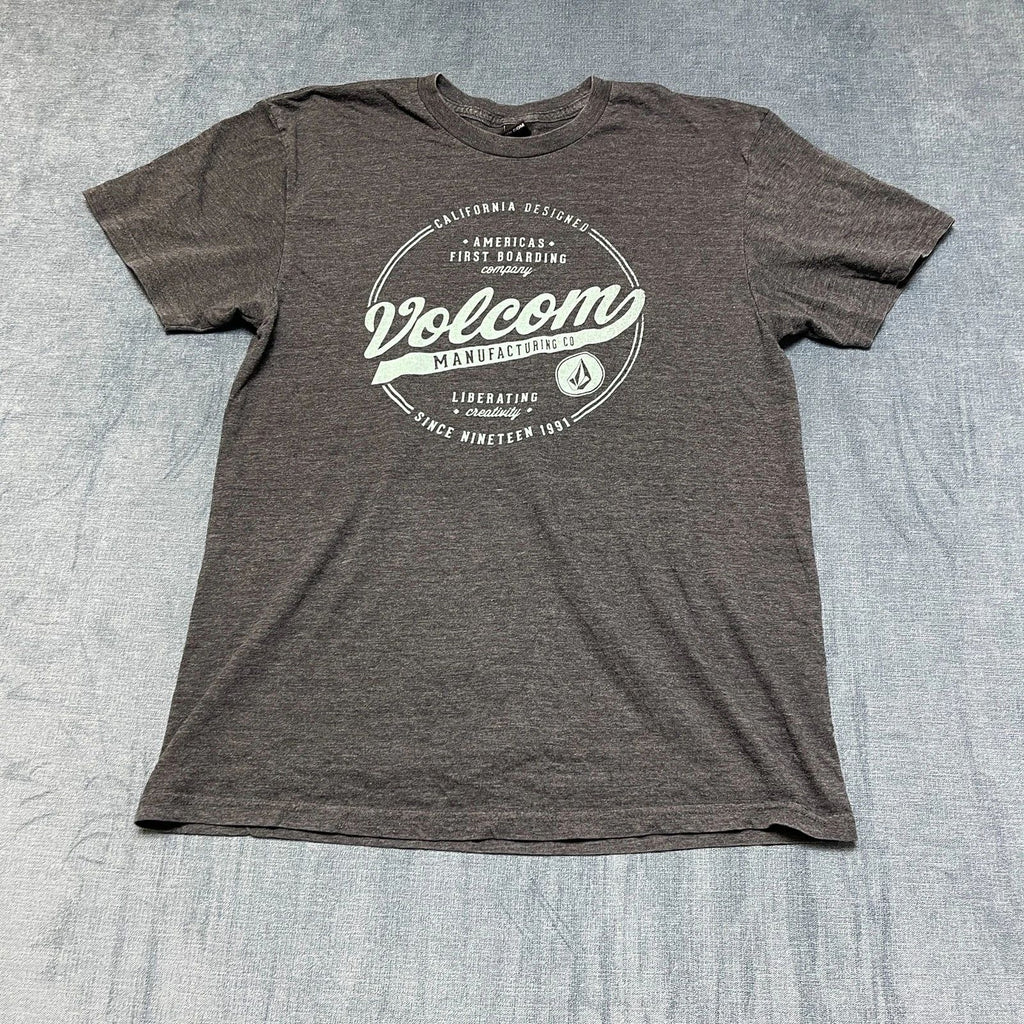 Volcom T Shirt Mens Medium Gray Graphic Print Americas First Boarding Company
