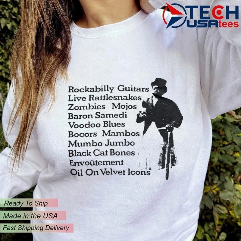 Rockabilly Guitars Live Rattlesnakes Zombies Mojos Baron Samedi Voodoo Blues shirt