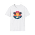 Tropical Sunset Palm Trees T-Shirt | Beach Wave Sun Scene