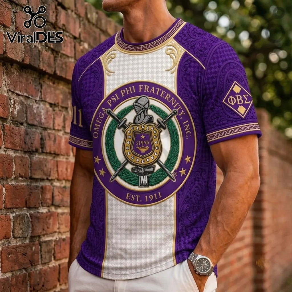 Omega Psi Phi Fraternity Purple Crest T-Shirt