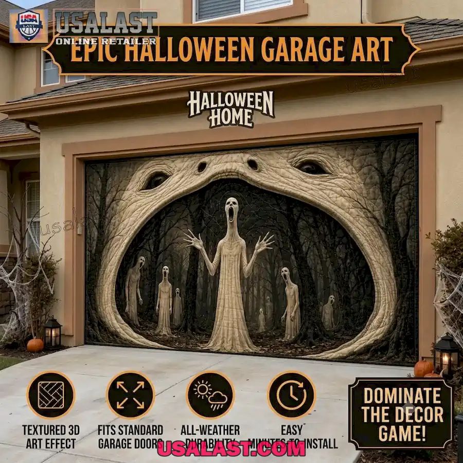 Screaming Forest Spirits Halloween Garage Door Banner