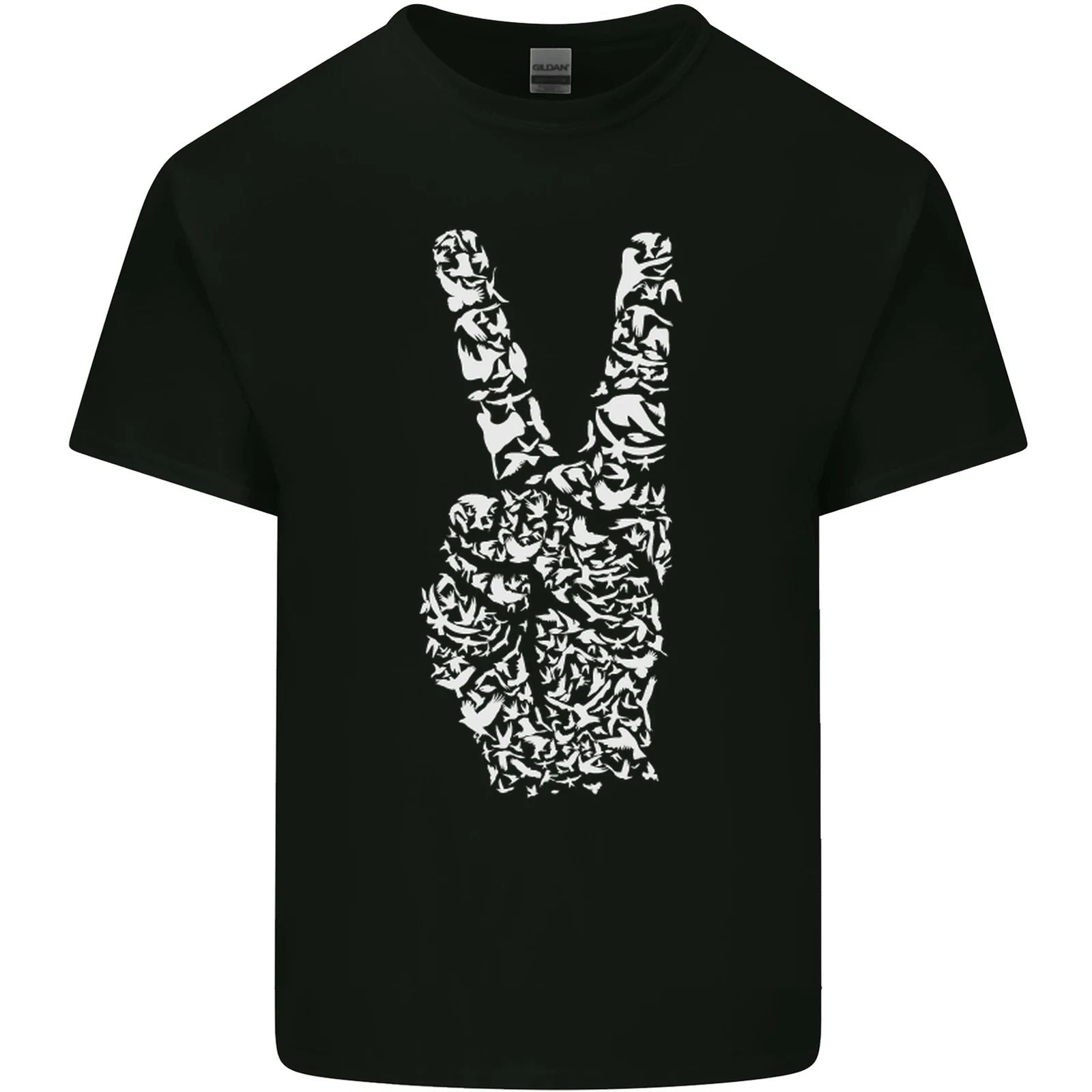 Peace Word Art Hippy Environment Mens Cotton T-Shirt Tee Top