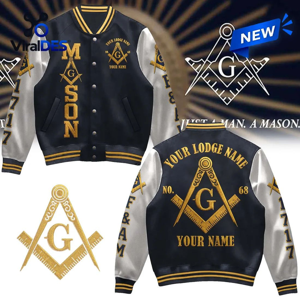 Freemason Navy Blue Custom Baseball Jacket