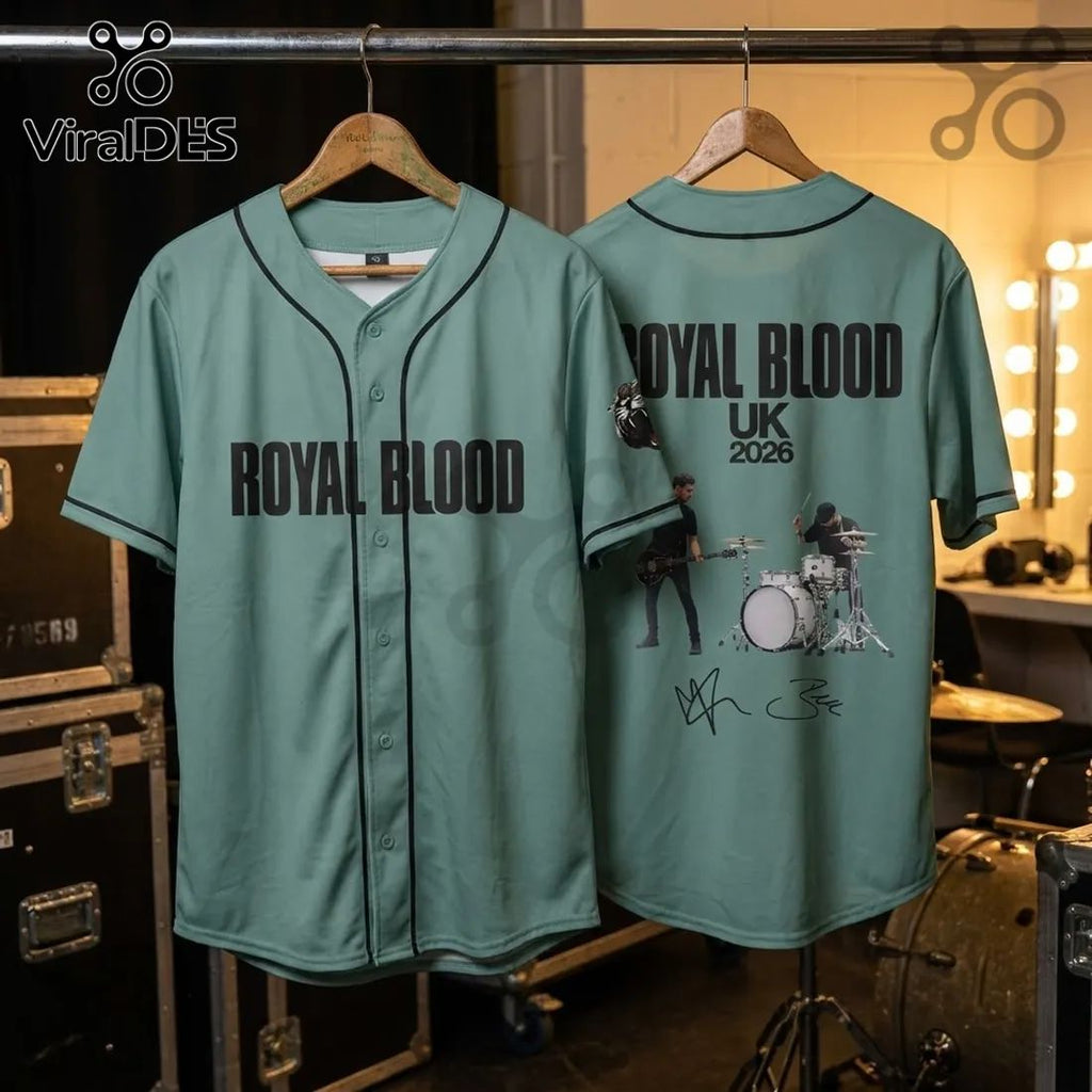 Royal Blood UK Tour 2026 Sage Green Baseball Jersey