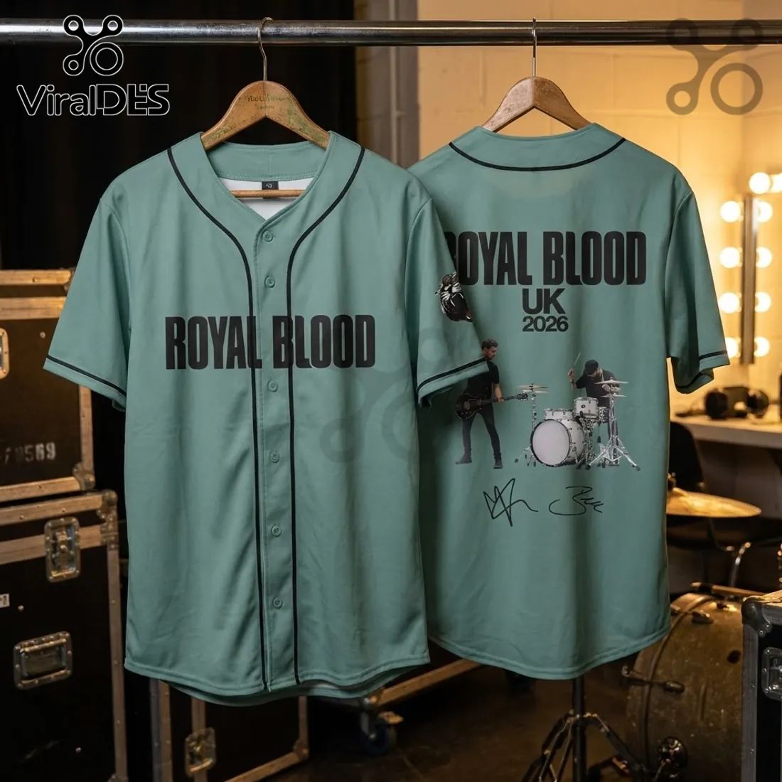 Royal Blood UK Tour 2026 Sage Green Baseball Jersey