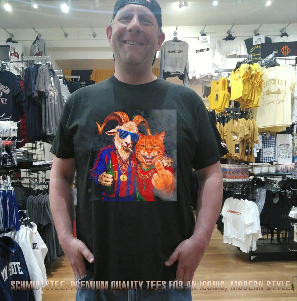 Barcelona number 10 the Goat and Portugal number 7 the Cat Football meme shirt