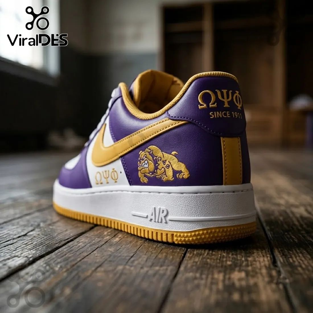 Omega Psi Phi Purple and Gold Premium Air Force 1 Shoes