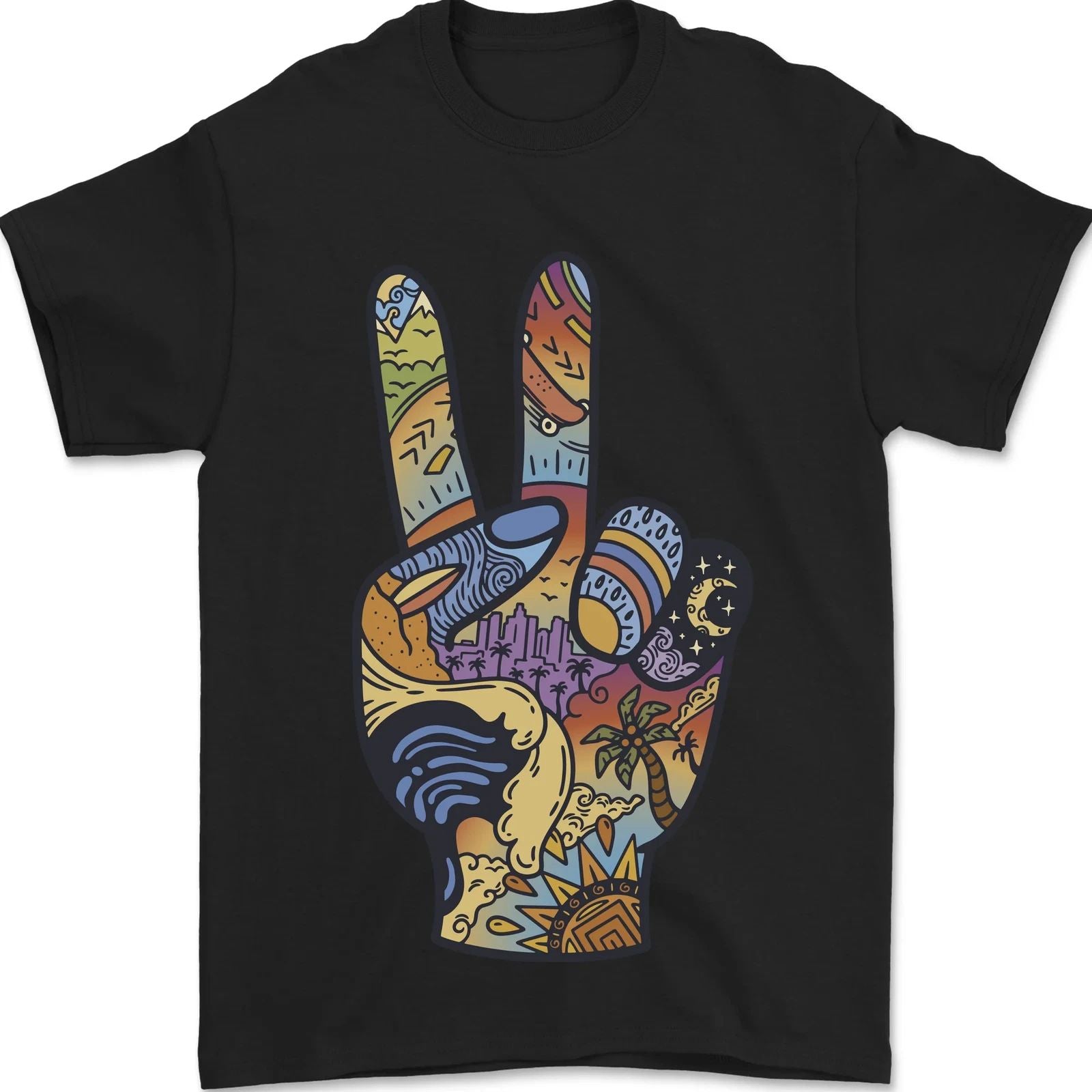 Vacation Peace Gesture Holiday Travel Mens T-Shirt 100% Cotton