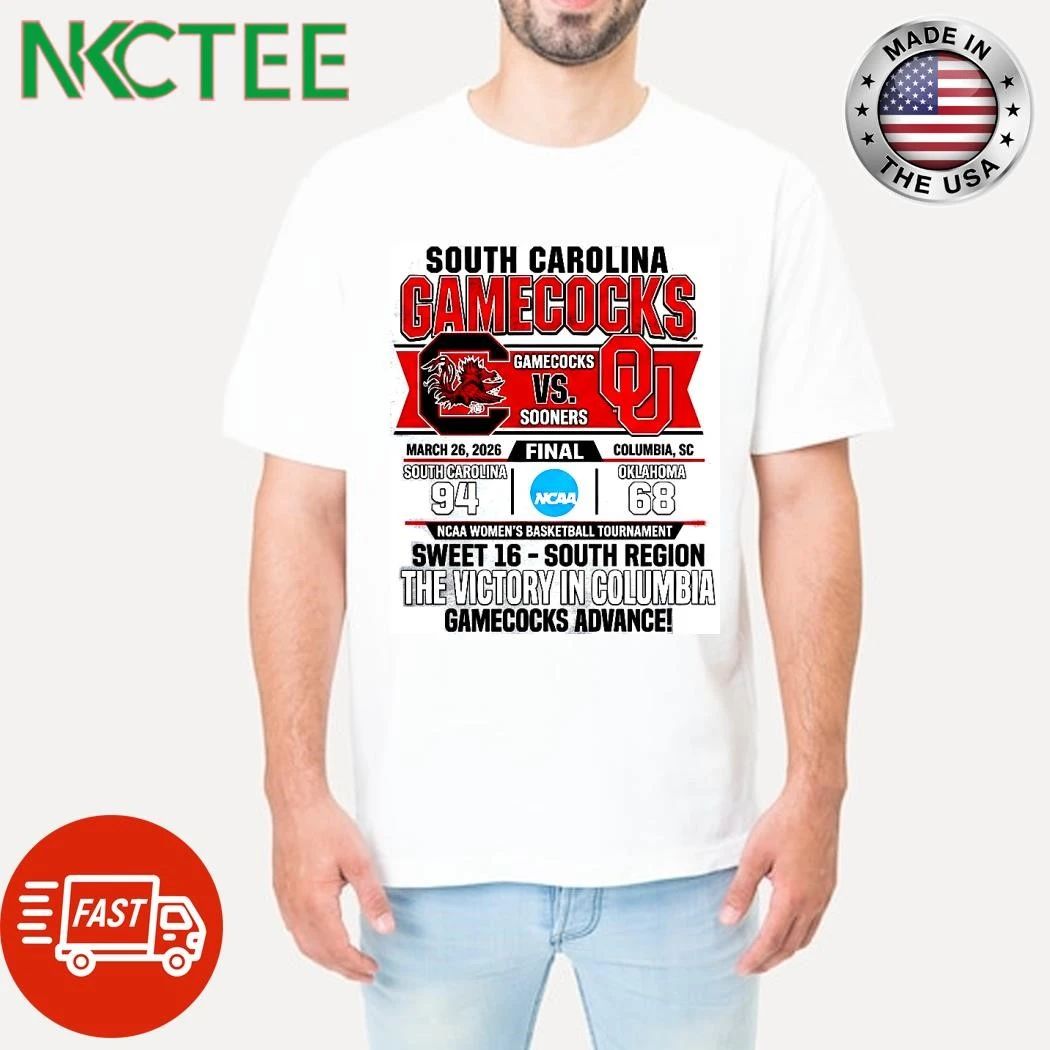 NKCtees 2026 NCAA women’s basketball Tournament Sweet 16 South Carolina 94 68 Oklahoma shirt