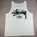 Stussy Guam Tank Top Mens XL White Oat Streetwear Graphic Logo Sleeveless Tee