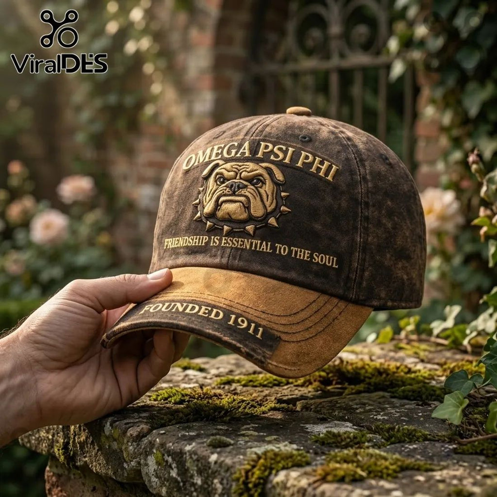 Omega Psi Phi 1911 Bulldog Distressed Baseball Cap