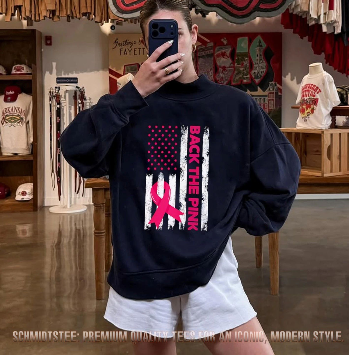Breast Cancer Awareness USA flag shirt