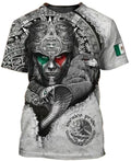 T Shirt Mexican Flag, Eagle, Snake, Aztec Warrior Print Unisex T-Shirt
