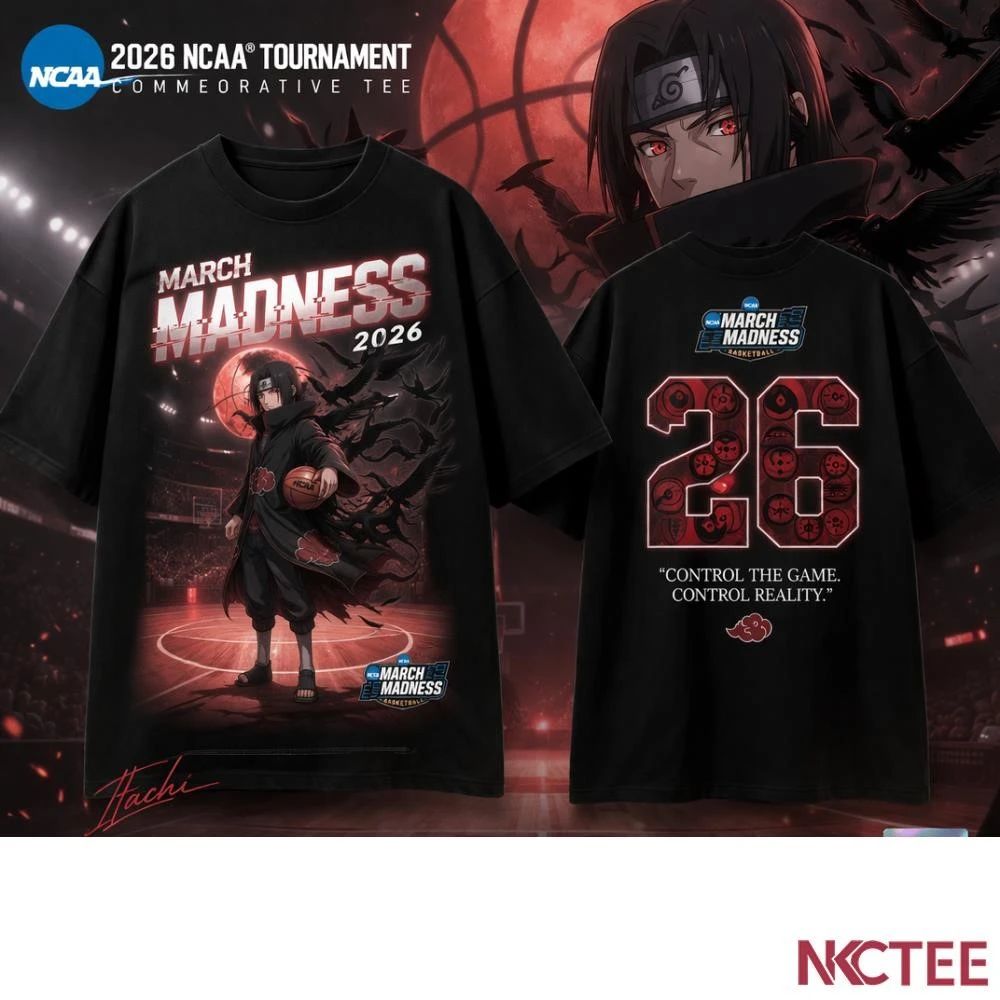 NKCtees Itachi Uchiha Shadow Court Tee – March Madness 2026 NCAA Anime Basketball Shirt (Limited Edition)