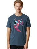 Jellyfish-Surfing Mens Graphic Tee, 100% Cotton, Casual Summer Wear
