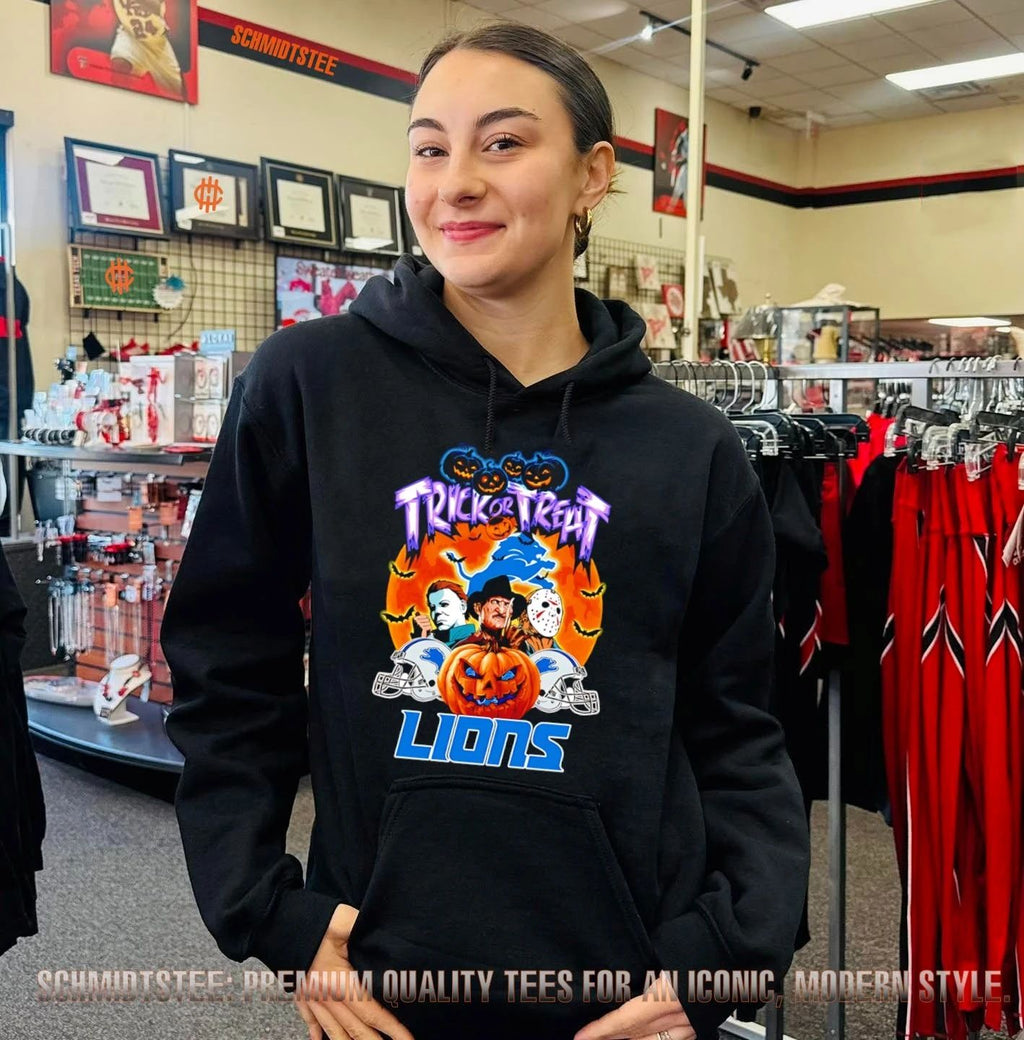 Detroit Lions x Horror characters Trick Or Treart Halloween shirt