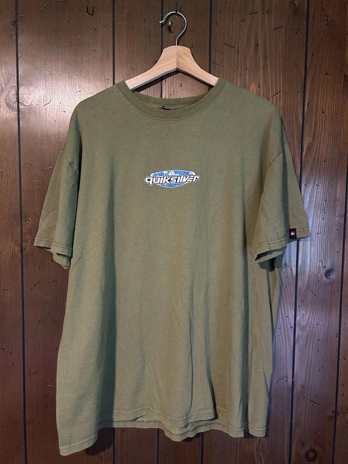 Vintage Quiksilver Faded Green Surf Shirt XL Y2K Skate 2000s Graphic Print