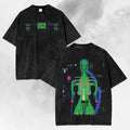 Vintage Washed T-Shirt, Neon Glitch Sci-Fi Streetwear Tee, Futuristic Gamer Gift