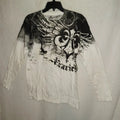 AXR Xzavier Men's Small White Long Sleeves Shirt Faith Royalty Gothic Biker (ZQ)