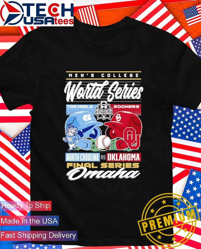 North Carolina Tar Heels vs Oklahoma Sooners 2026 College World Series Championship Matchup helmet shirt
