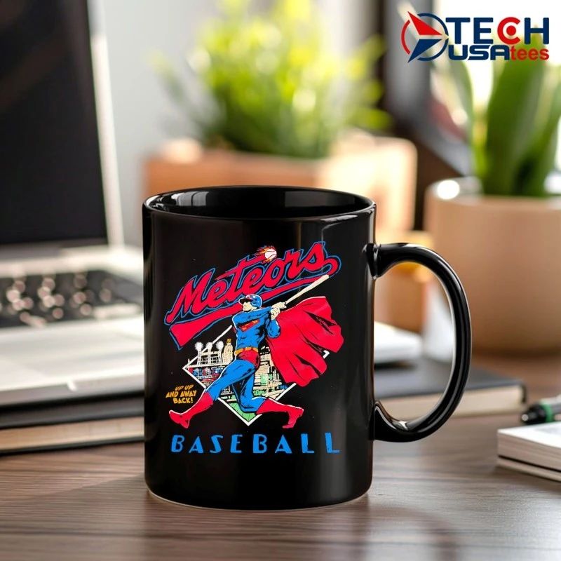 Superman Meteors Baseball up up and away back shirt