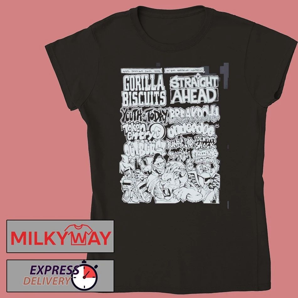 Gorilla Biscuits X Straight Ahead NYHC Brooklyn Monarch 2026 Event Shows Gig Poster Lineup On April 25 26 2026 T-Shirt