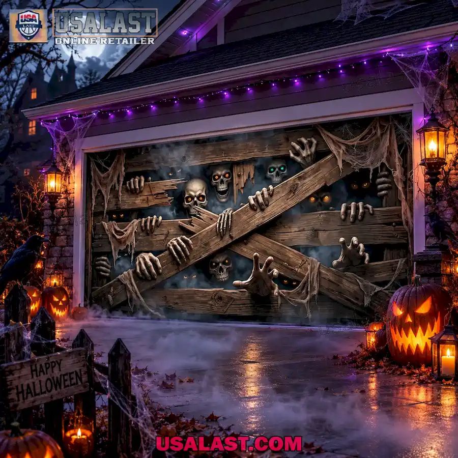 Boarded Horror Halloween Garage Door Banner