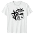 Pray More Worry Less T-Shirt Christian Faith Inspiration Gift For Him And Her
