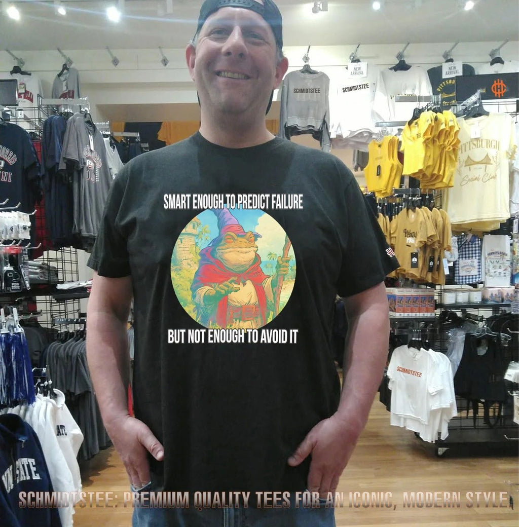 Smart enough to predict failure but not enough to avoid it frog wizard shirt