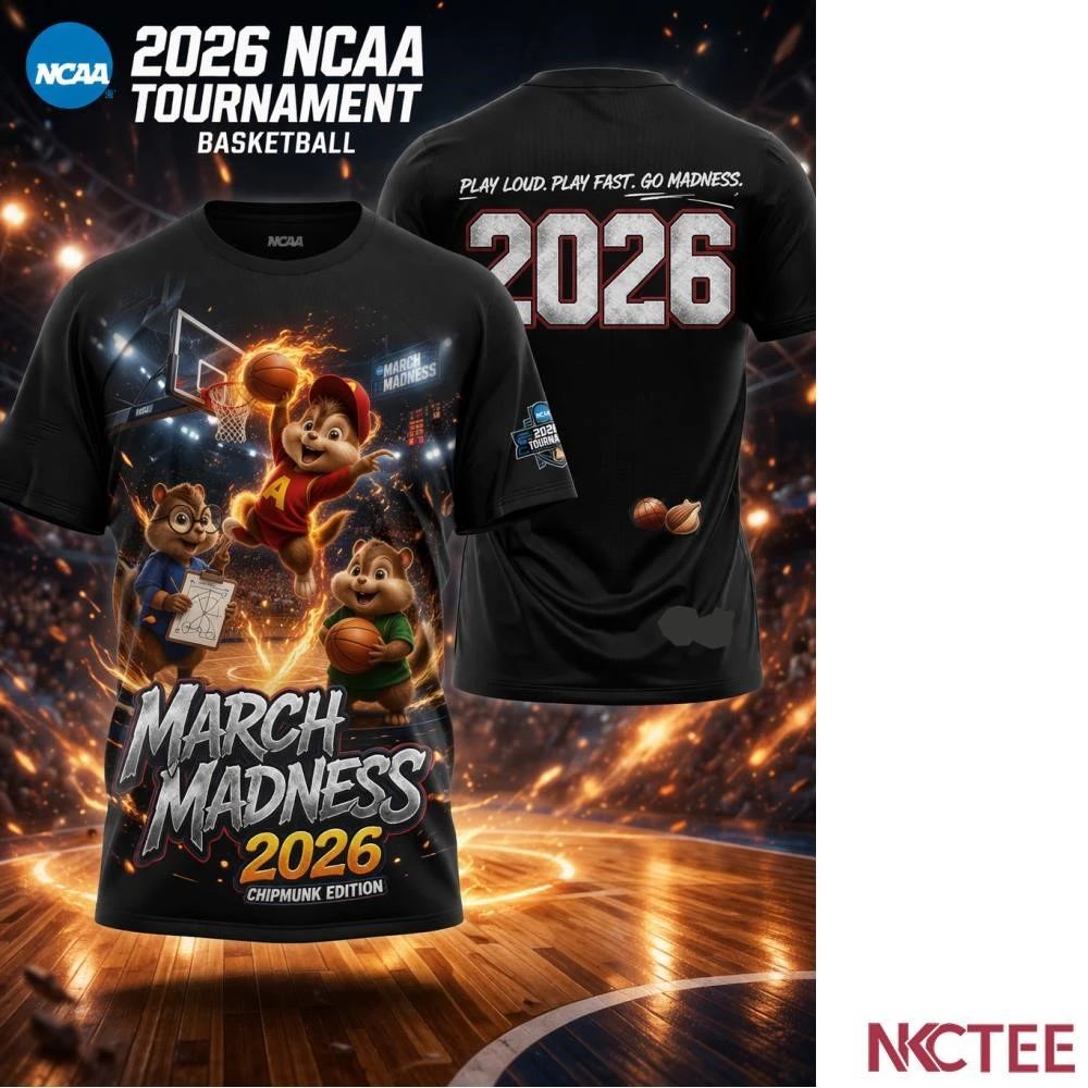NKCtees Alvin and the Chipmunks March Madness 2026 NCAA Basketball Shirt – Chipmunk Edition Slam Dunk Tee