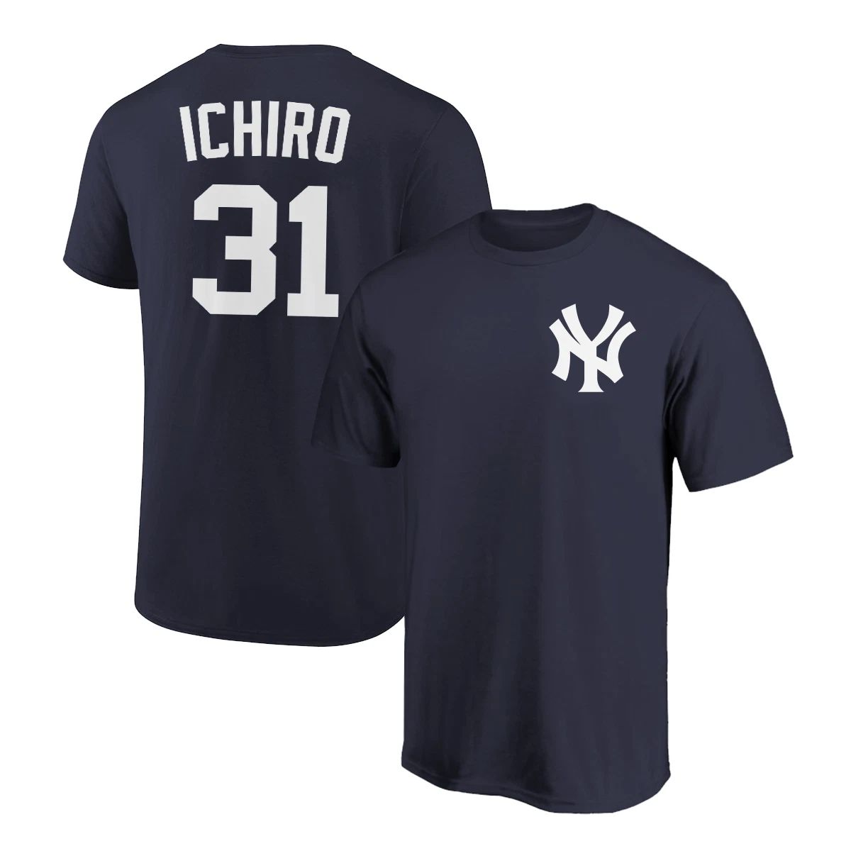 Ichiro Suzuki T-Shirt New York Yankees Player Name and Number Soft Jersey Tee